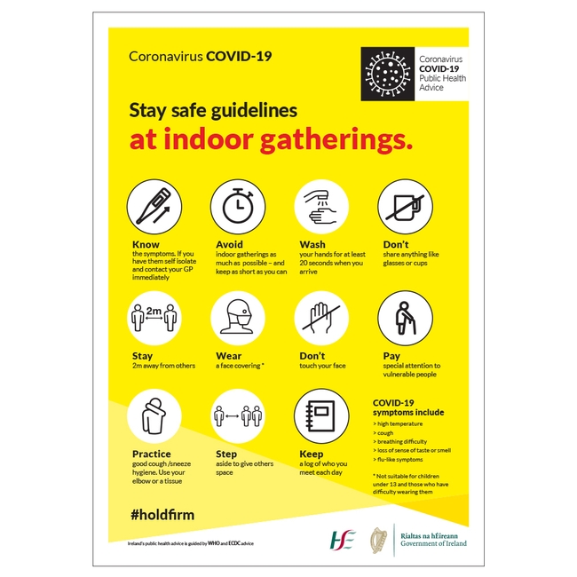 COVID-19 Stay Safe Guidelines At Indoor Gatherings Sign